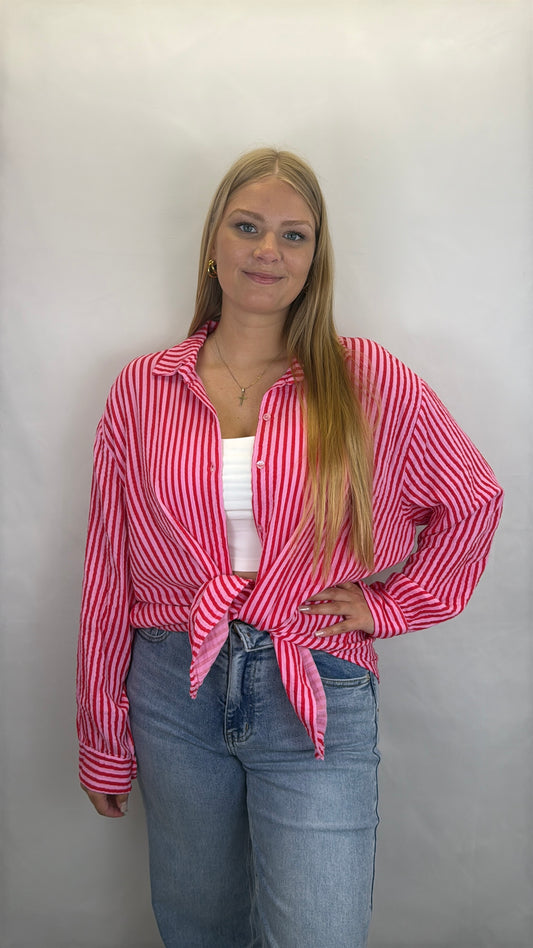 Musselinbluse Gina - rosa/rot