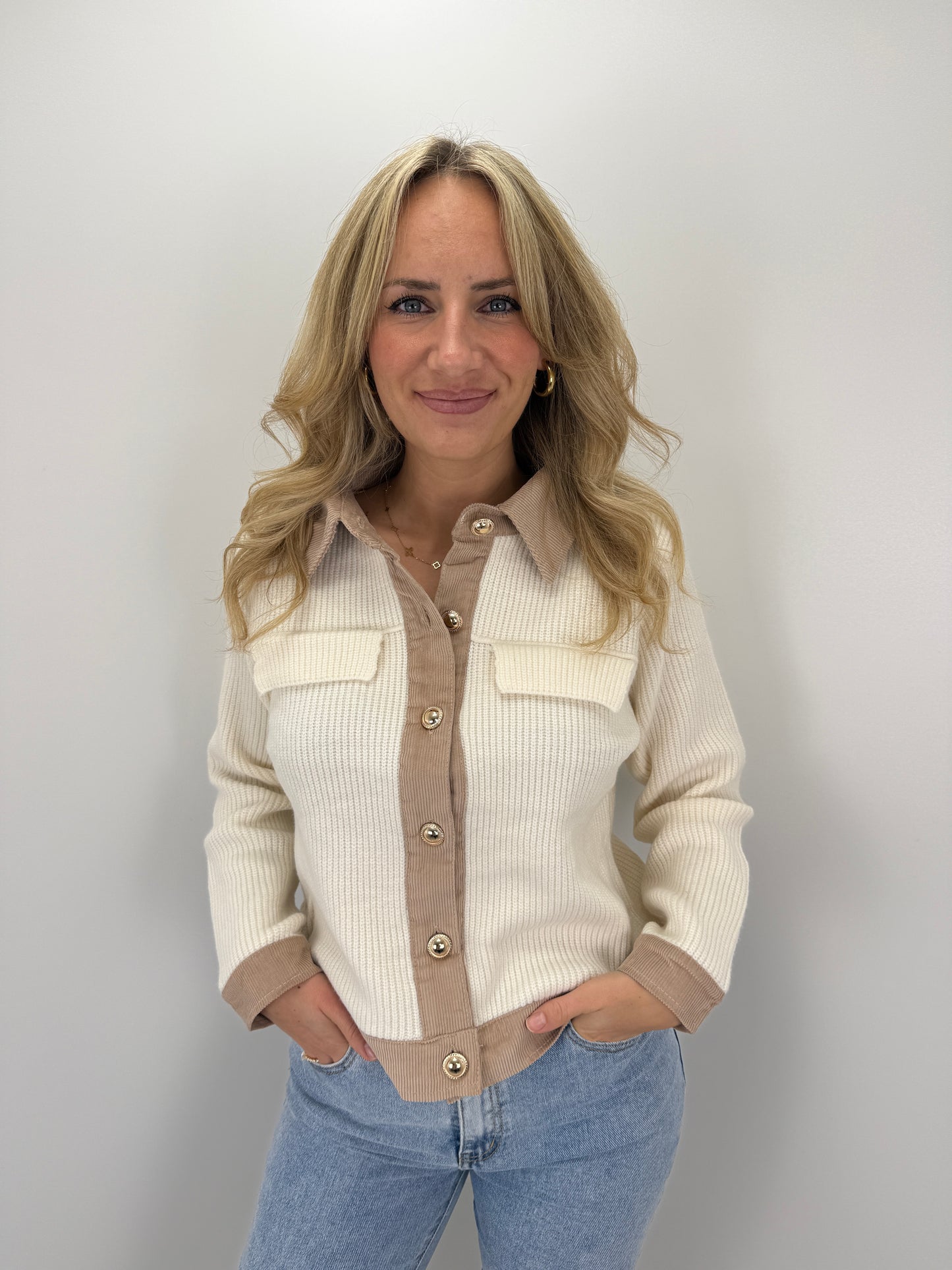 Strickcordjacke Maria - creme/beige
