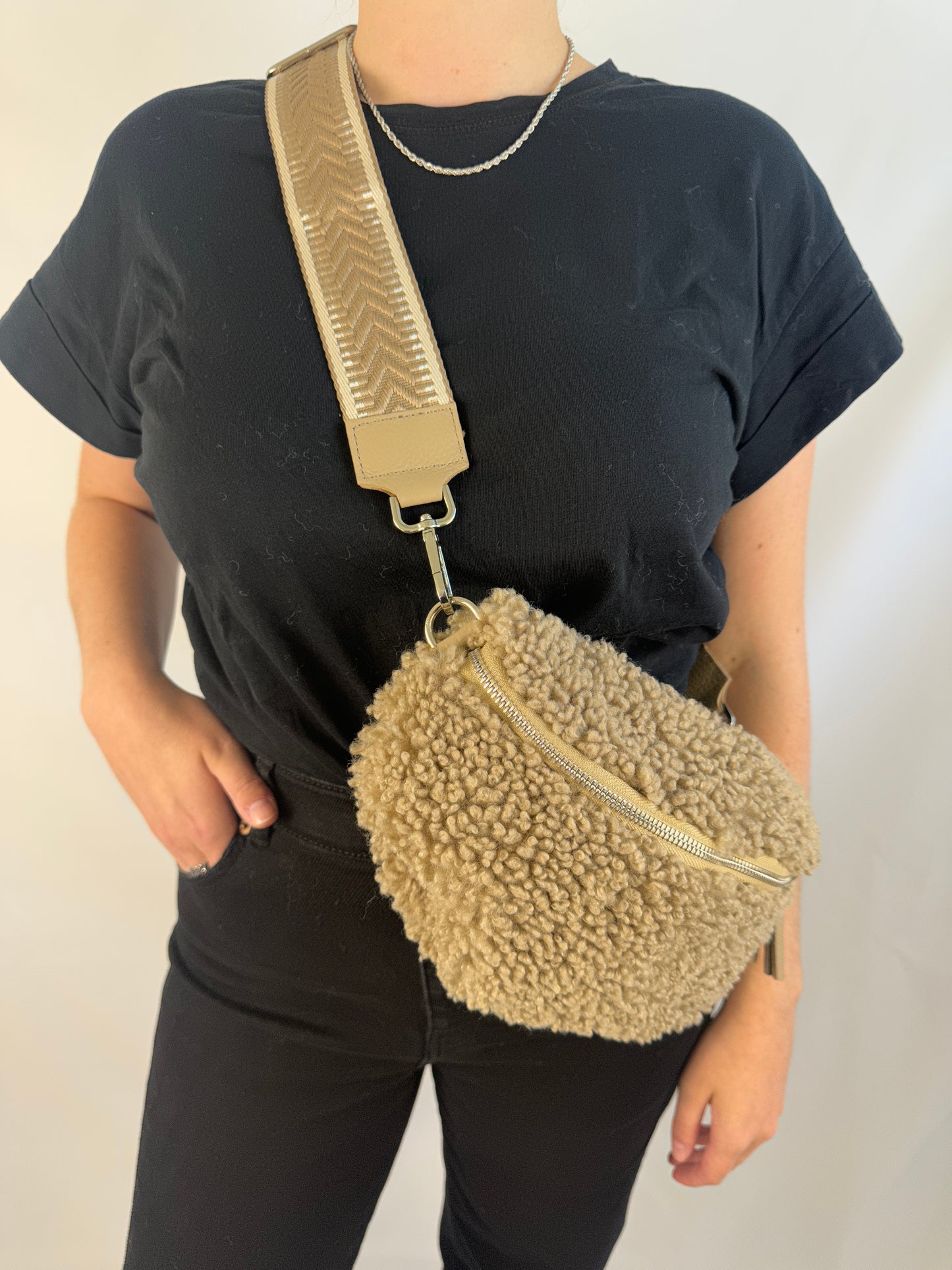 Banana Bag Teddy - taupe/silber