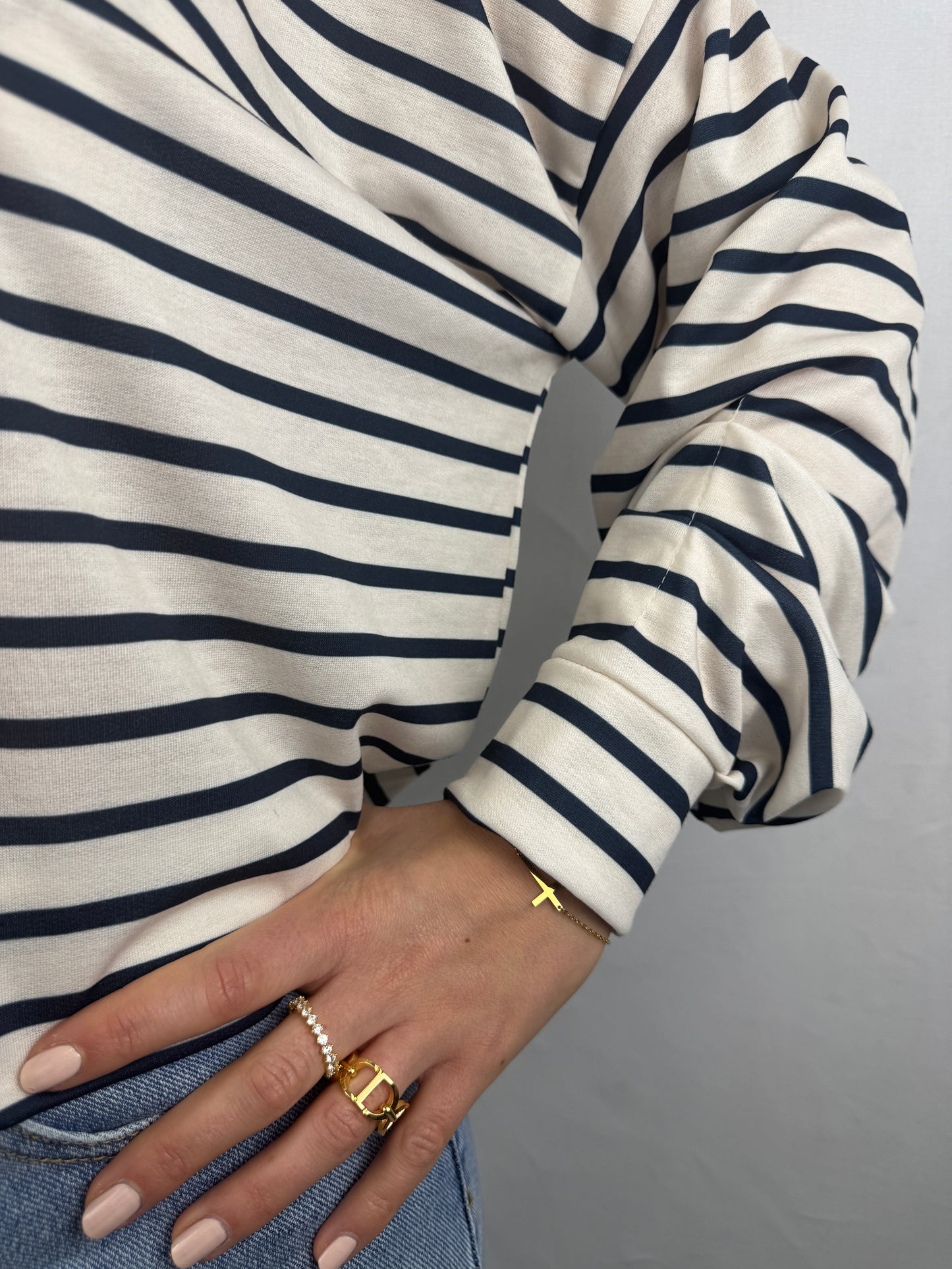 Sweatshirt "Lea" - weiß/dunkelblau