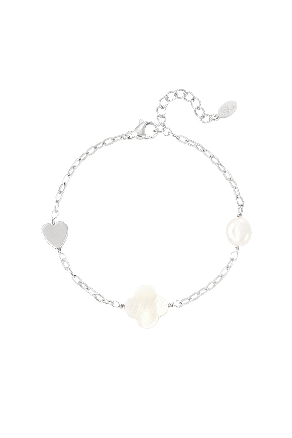 Armband - Love, Luck & Pearl silver