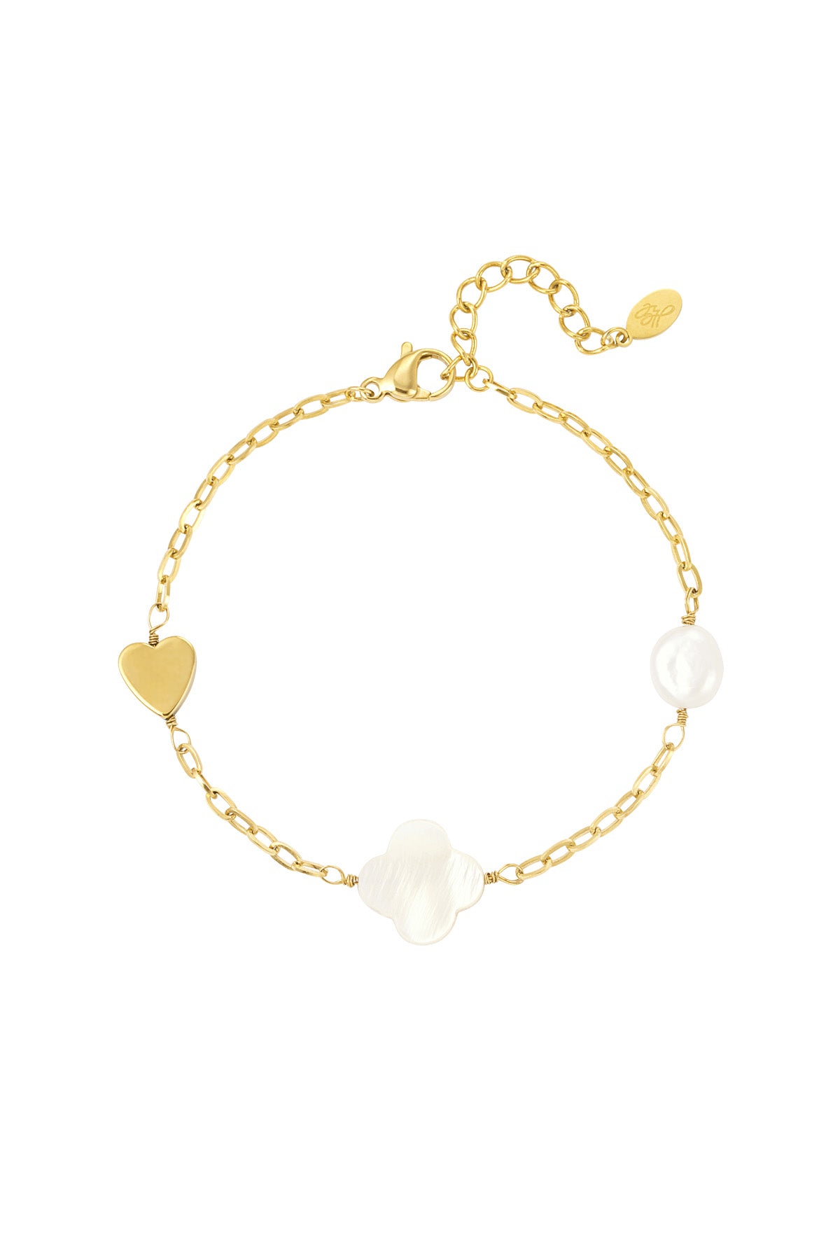 Armband - Love, Luck & Pearl gold