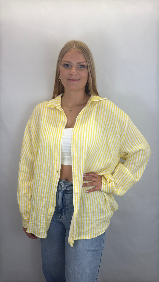 Musselinbluse Gina - weiß/gelb
