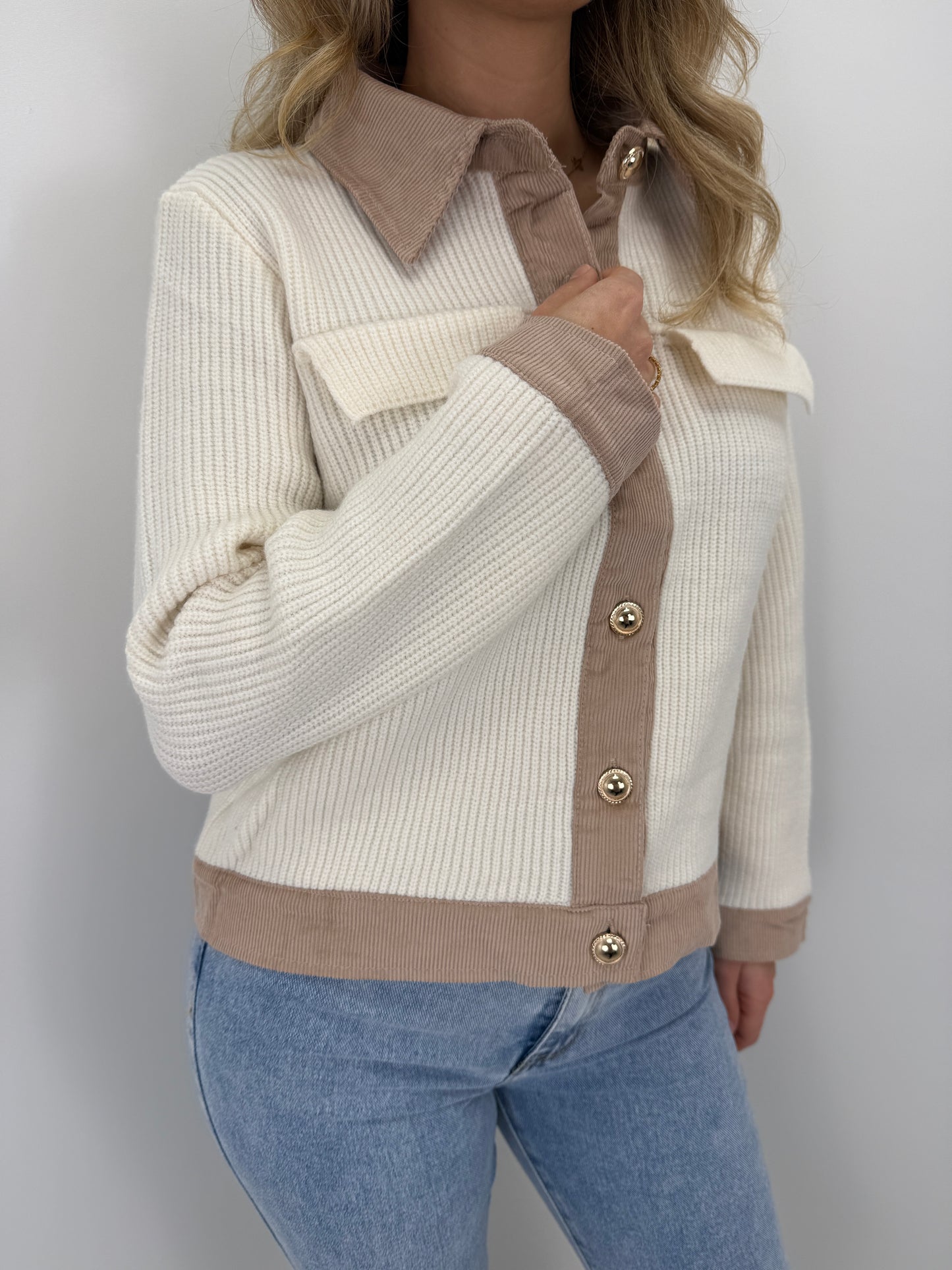 Strickcordjacke Maria - creme/beige