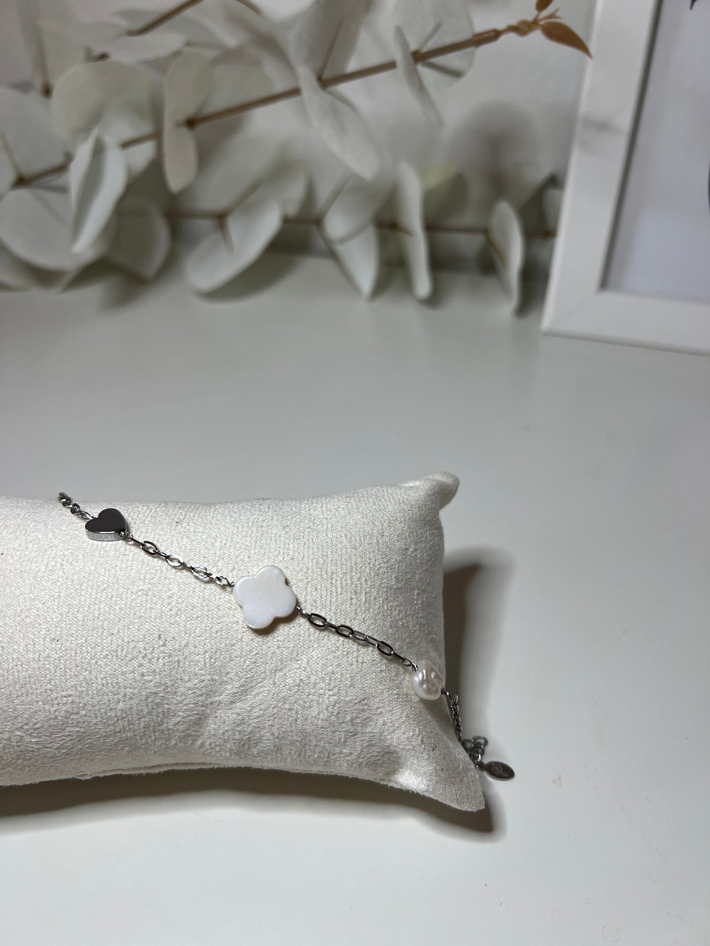 Armband - Love, Luck & Pearl silver