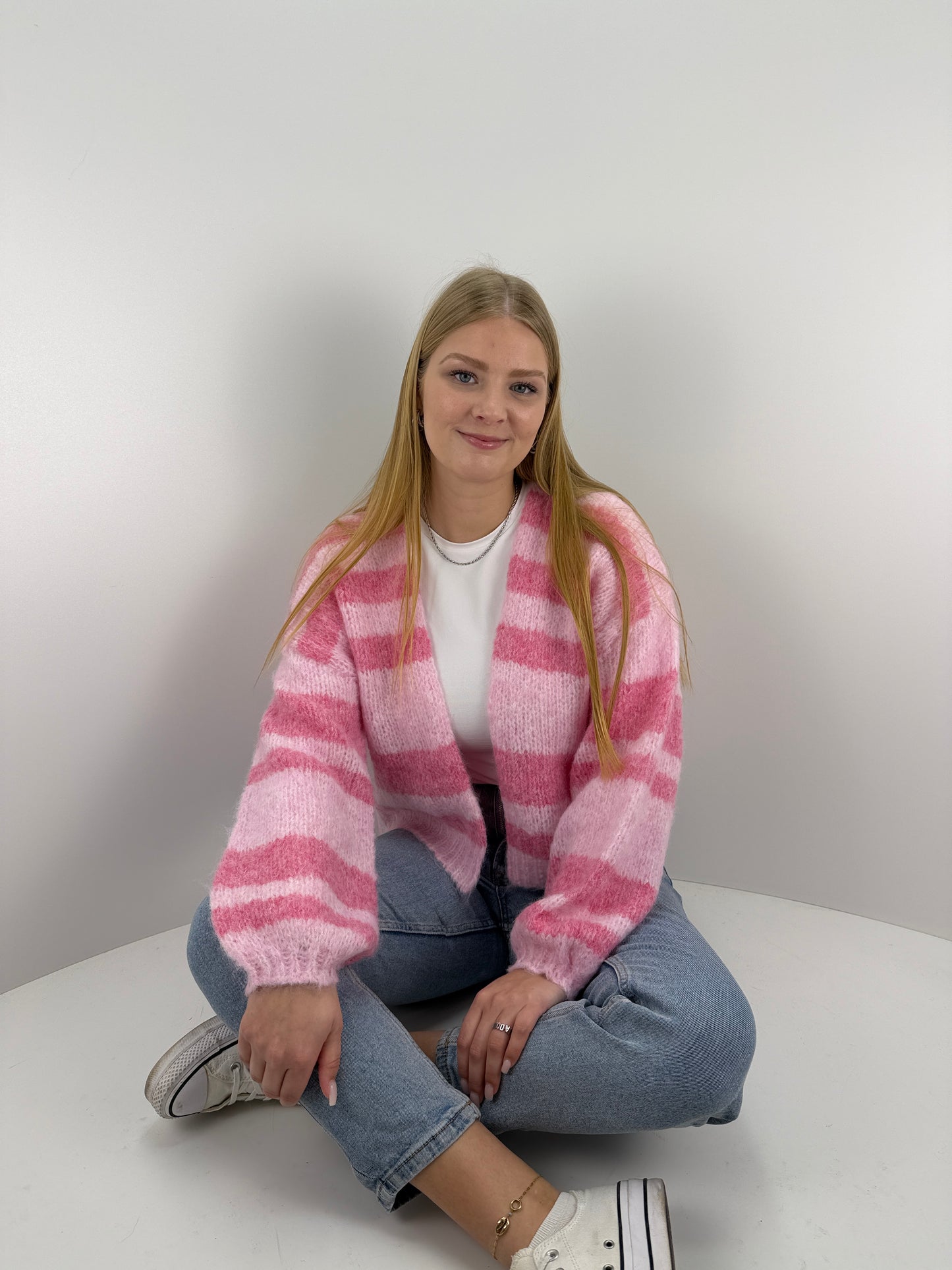 Gestreifter Cardigan May - rosa