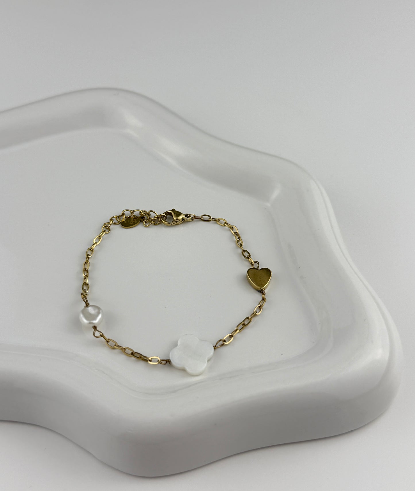 Armband - Love, Luck & Pearl gold