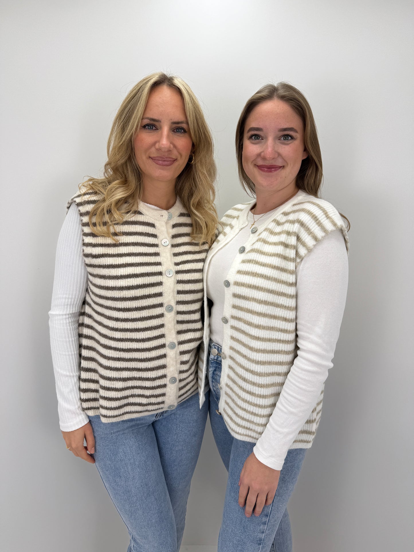 Pullunder Stripes- beige/weiß