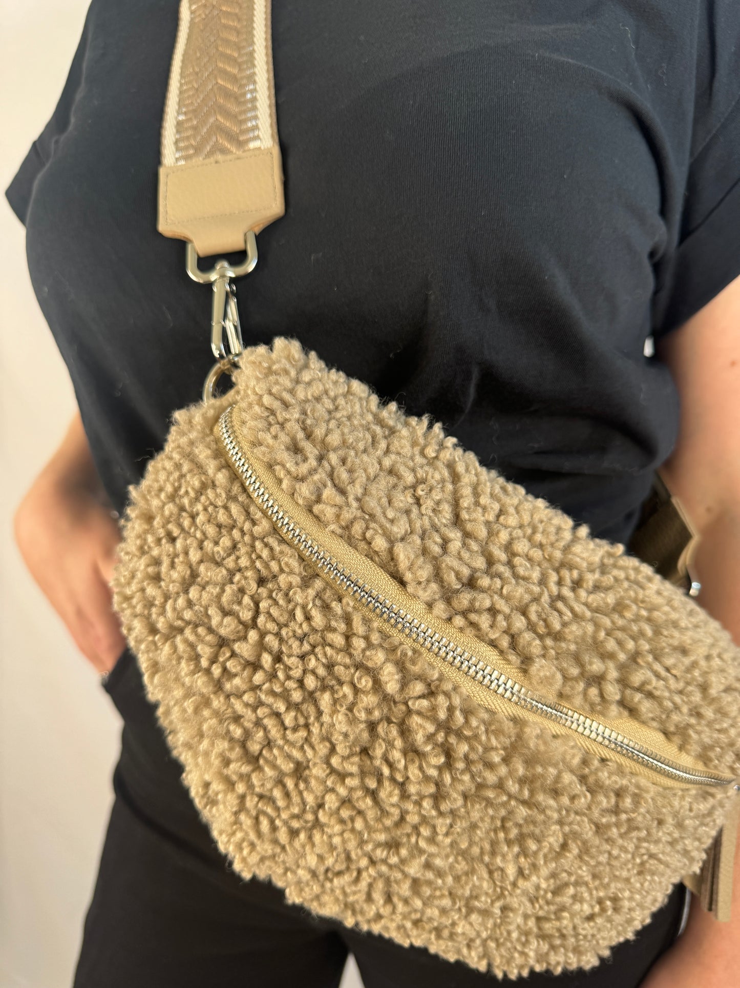 Banana Bag Teddy - taupe/silber