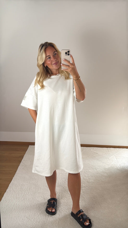 T-Shirt-Kleid Patch - weiß
