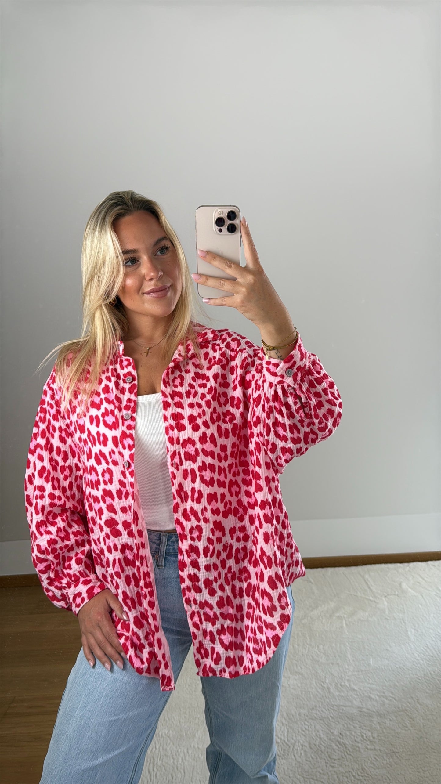 Musselinbluse Mila - rosa/rot