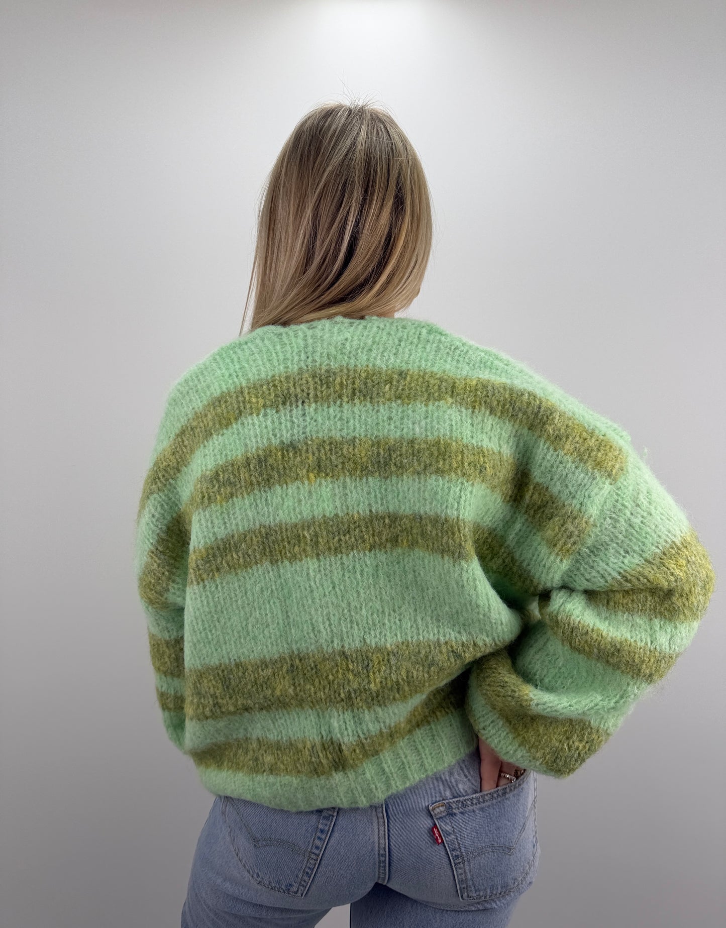 Gestreifter Cardigan May - grün