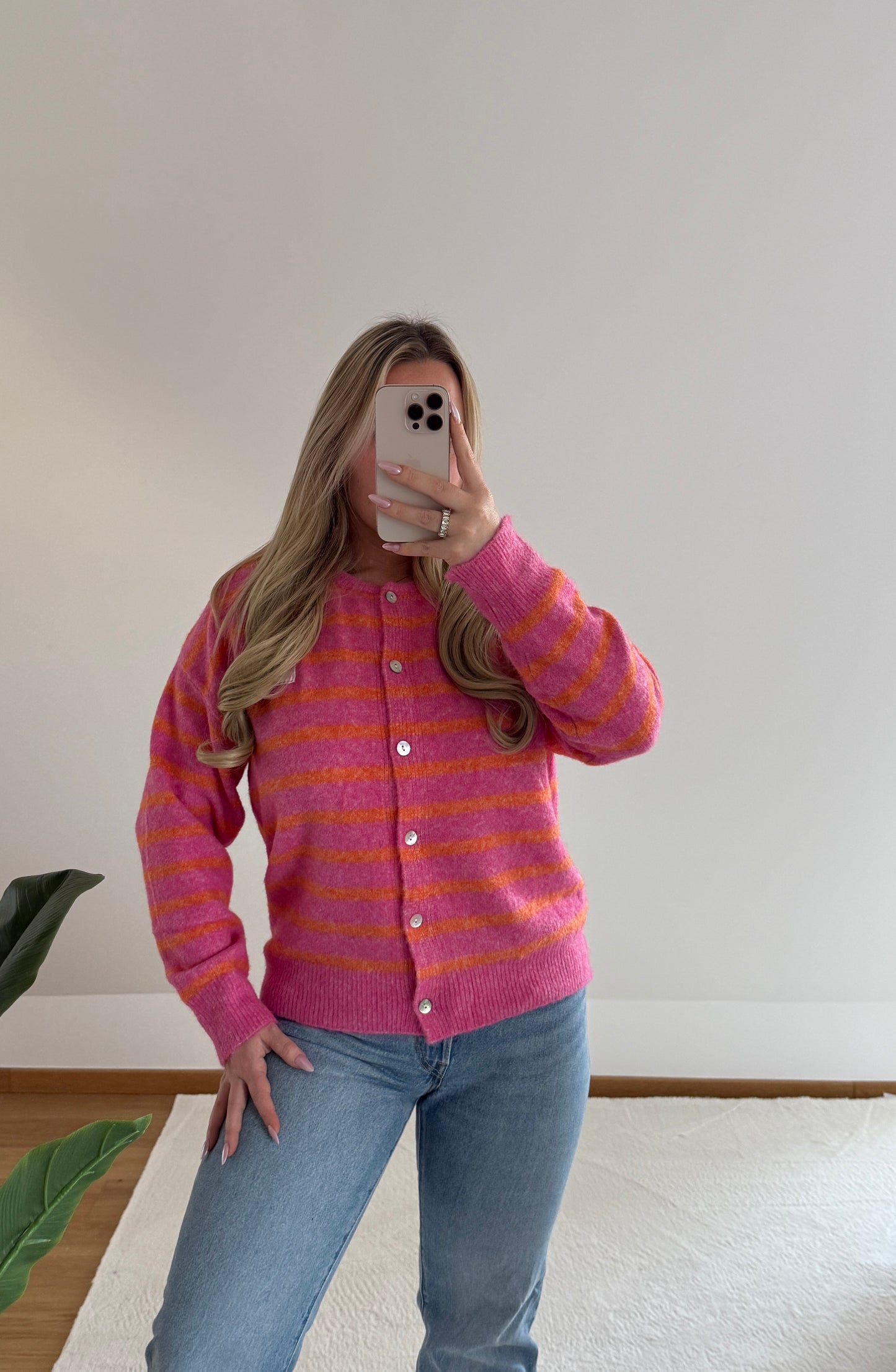 Cardigan Self Love - fuchsia/orange