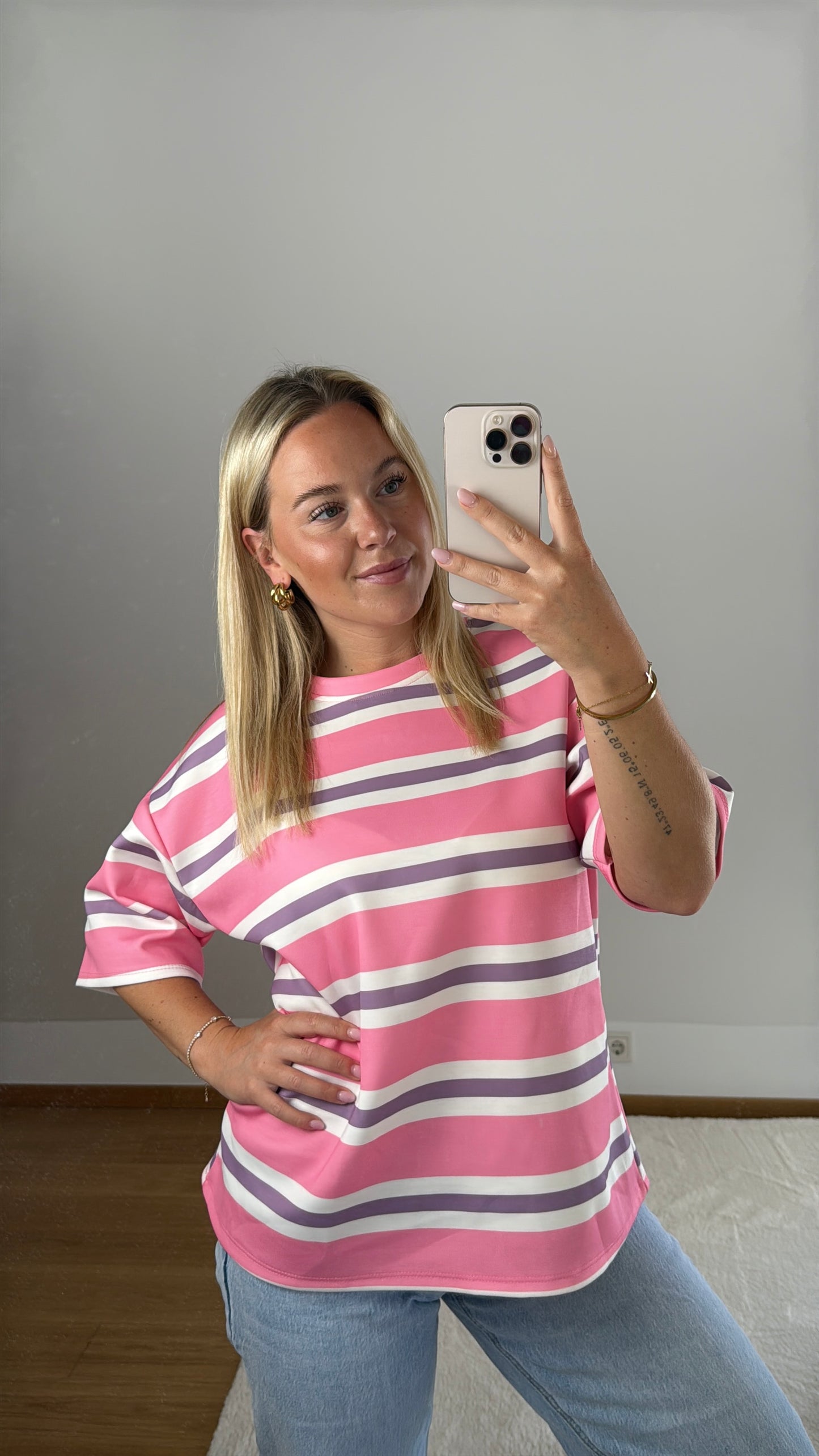 T-Shirt mit Streifen Lexi - rosa/flieder/weiß
