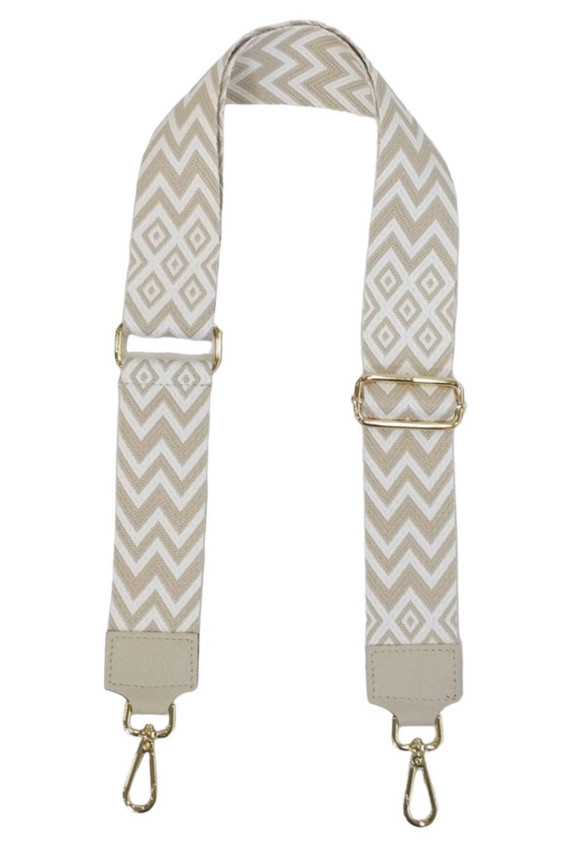 Taschengurt mit Muster - hellbeige/gold