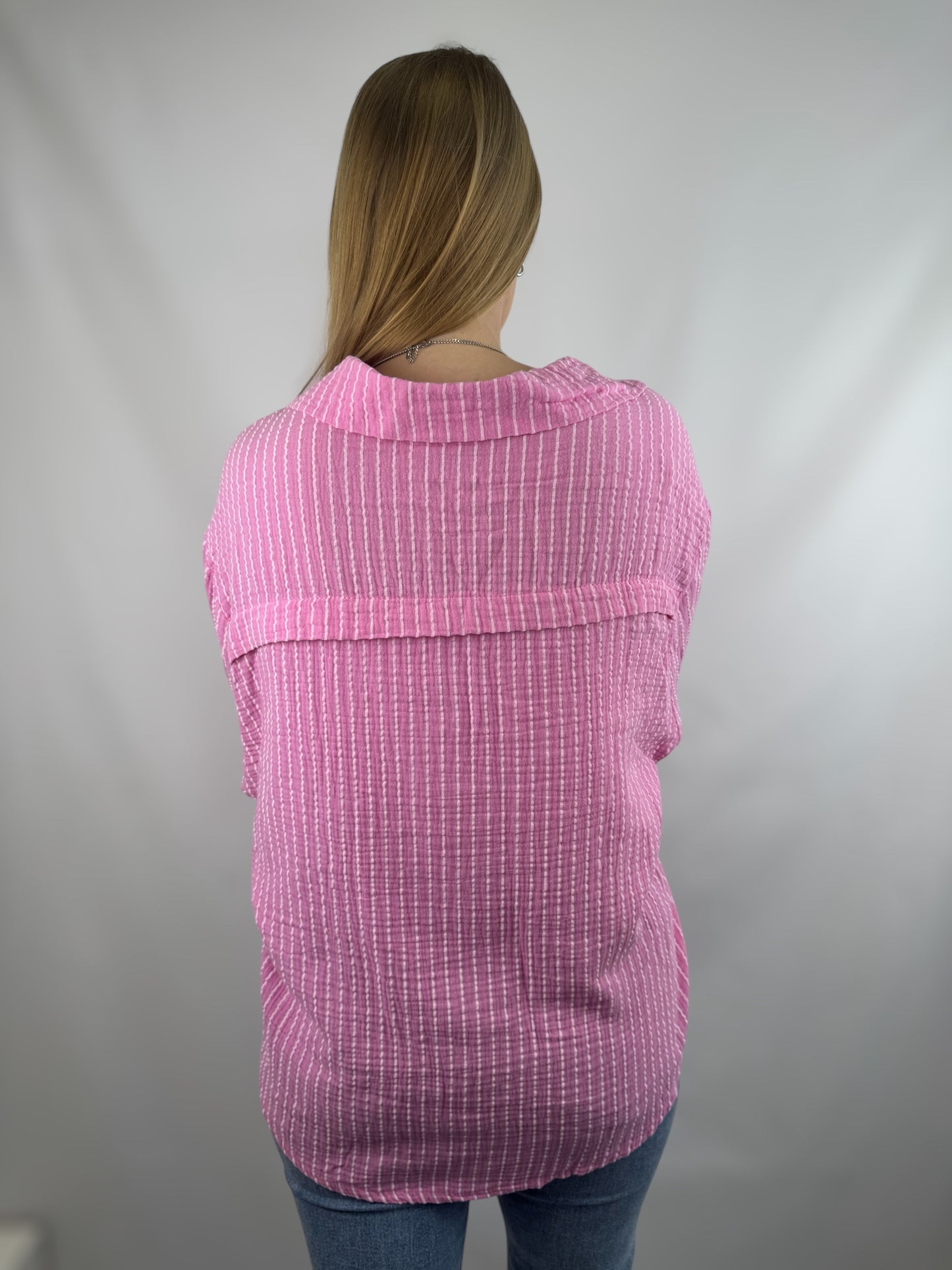 Musselinbluse Stripes - pink