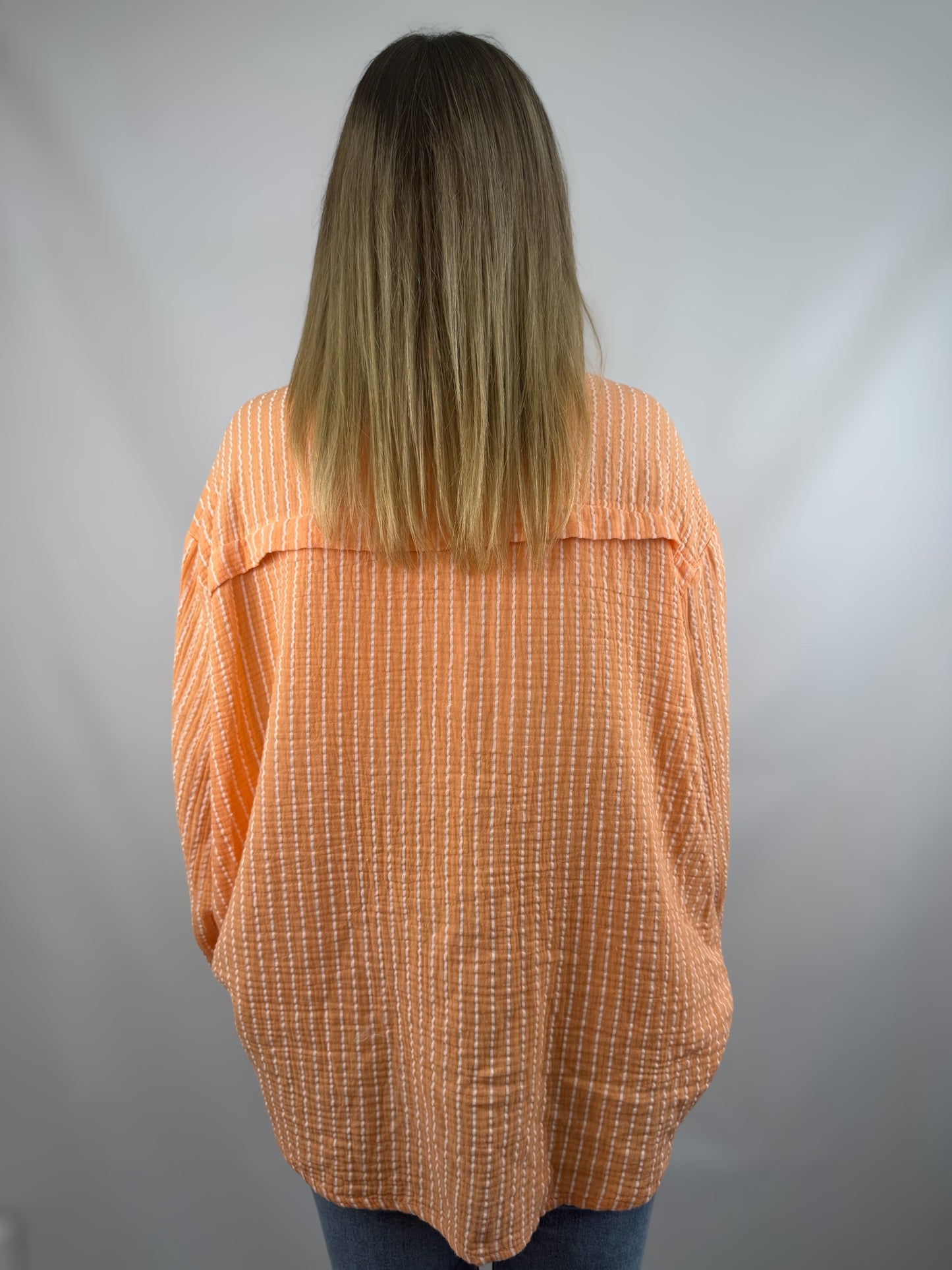 Musselinbluse Stripes - koralle