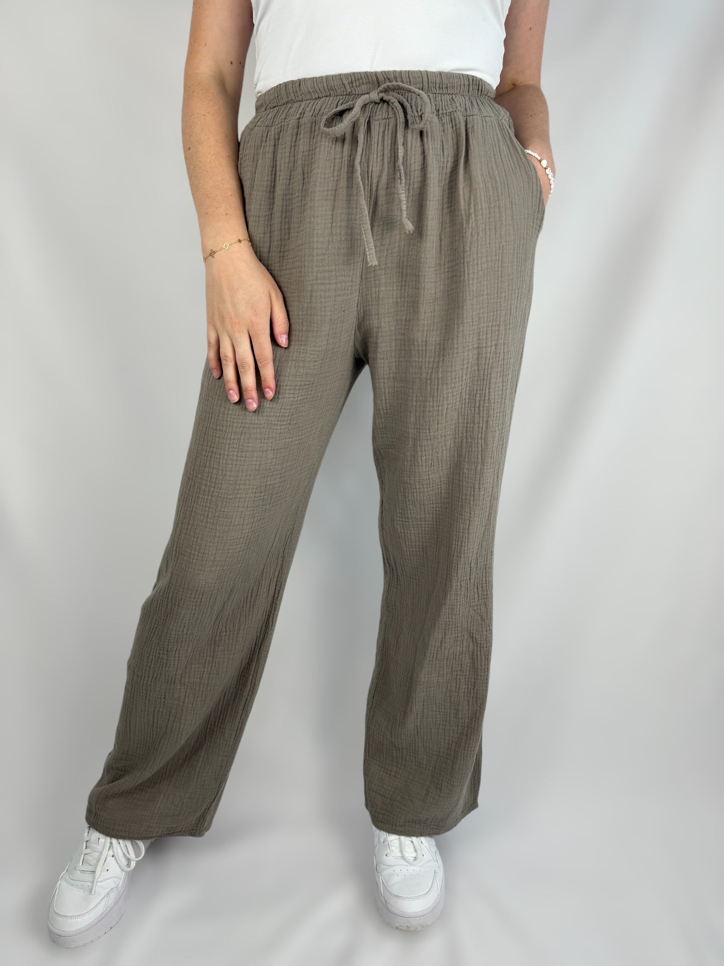 Musselinhose lang - taupe