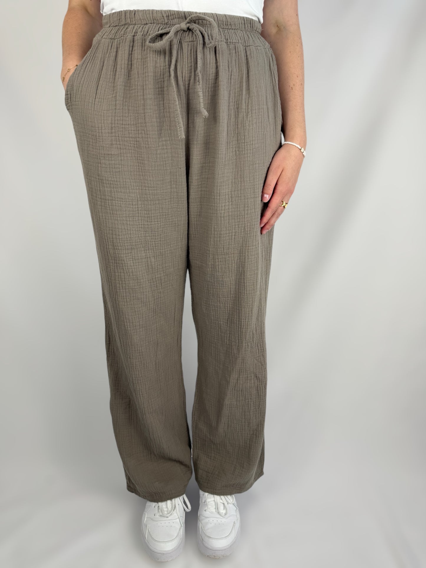 Musselinhose lang - taupe