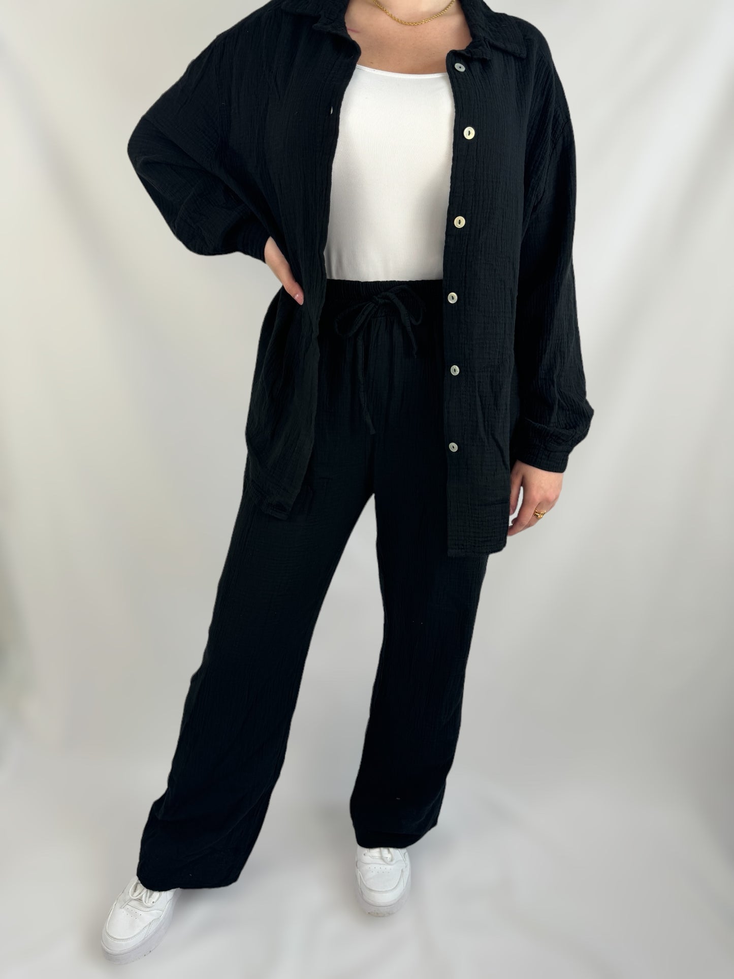 Musselinhose lang - schwarz