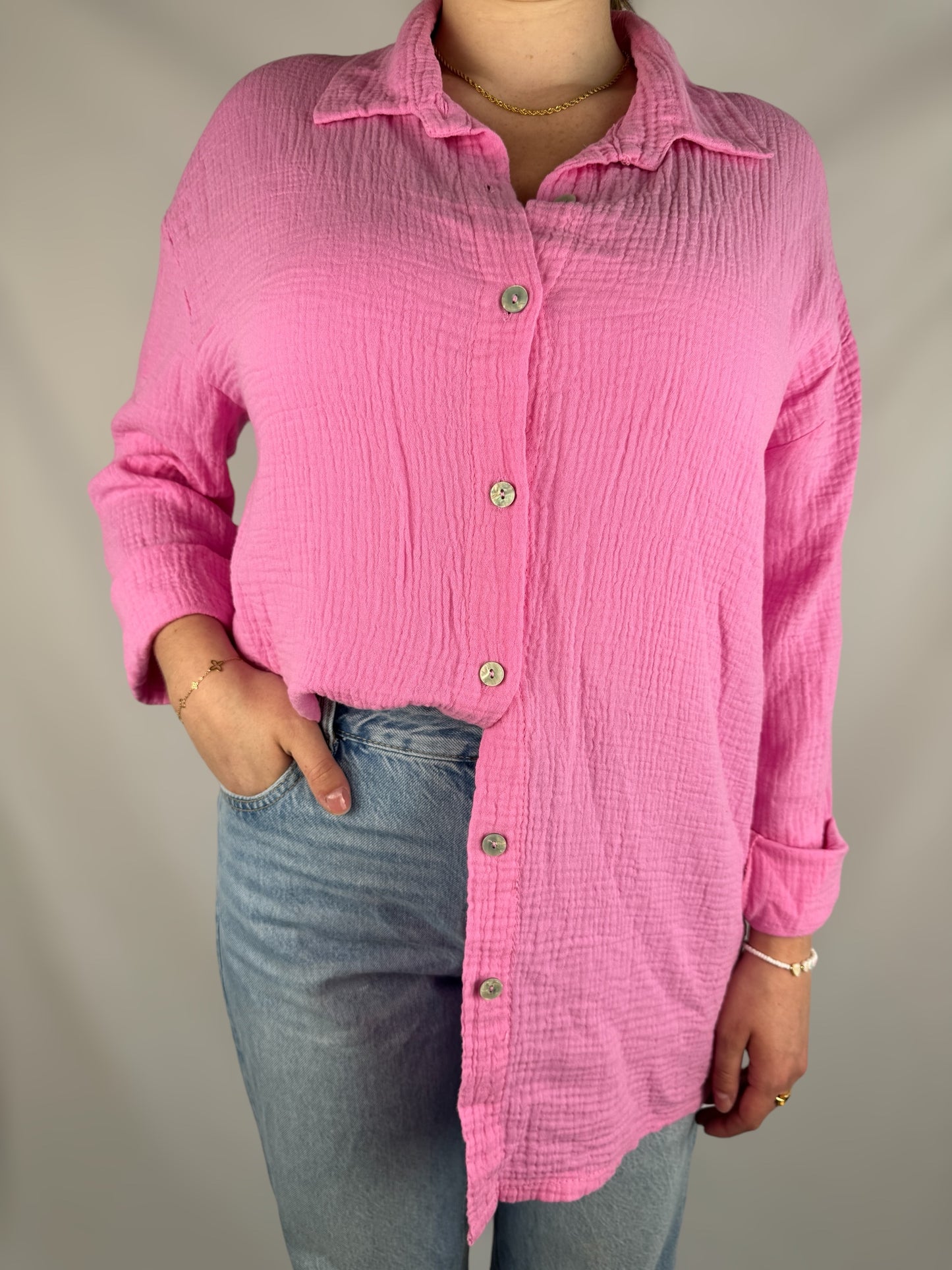 Musselinbluse - pink