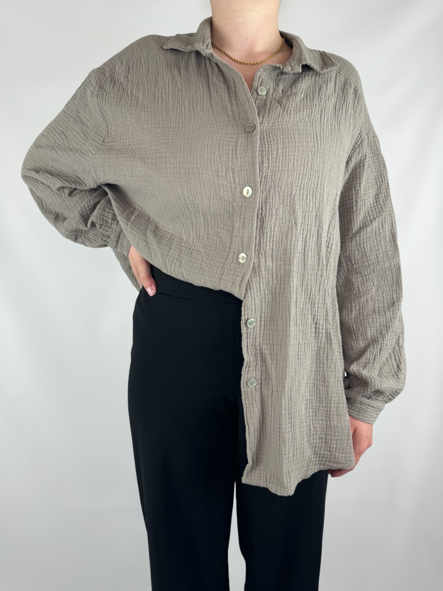Musselinbluse - taupe