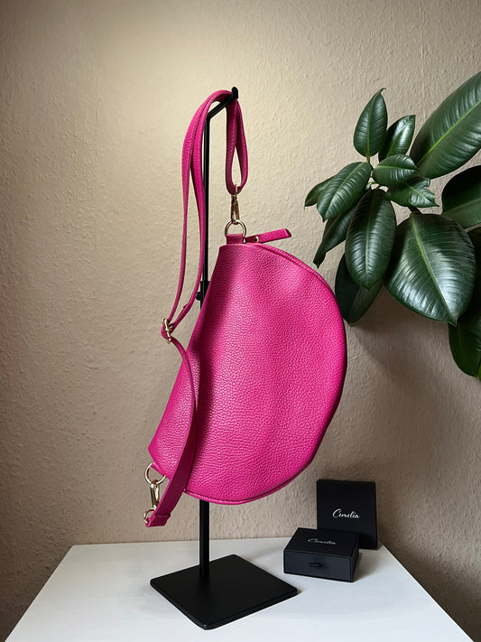 Banana Bag - Echtleder fuchsia/gold