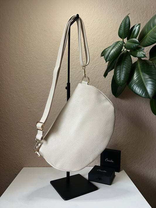 Banana Bag - Echtleder hellbeige/gold