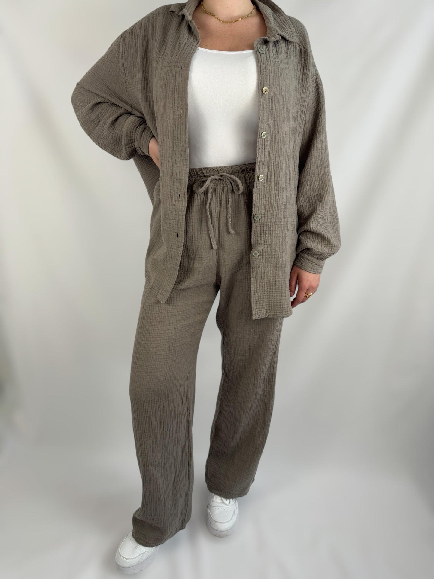 Musselinbluse - taupe