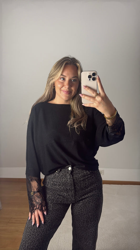 Langarmshirt Isabella mit Spitze