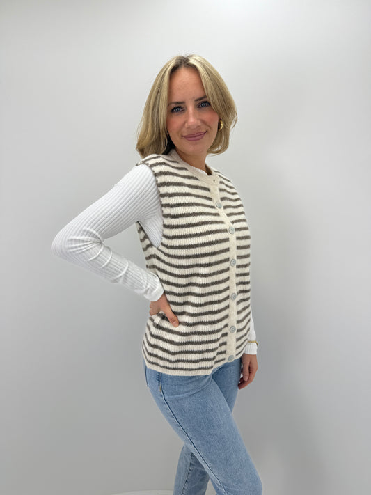 Pullunder Stripes - braun/creme