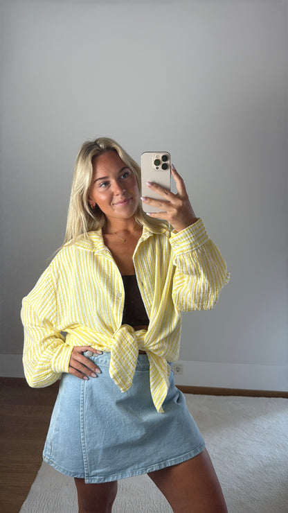 Musselinbluse Gina - weiß/gelb