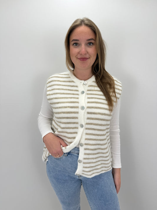 Pullunder Stripes- beige/weiß