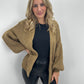Basic Cardigan mit Ballonärmeln - mokka