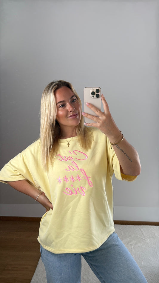 Oversize T-Shirt C‘est La Vie - gelb