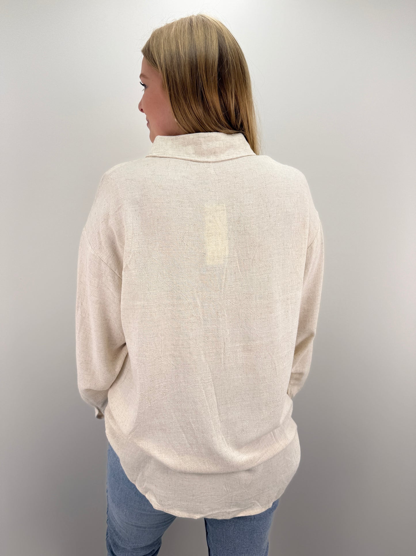 Lange Leinenbluse Stella - beige