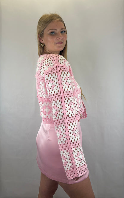 Cardigan gehäkelt Kaya - rosa