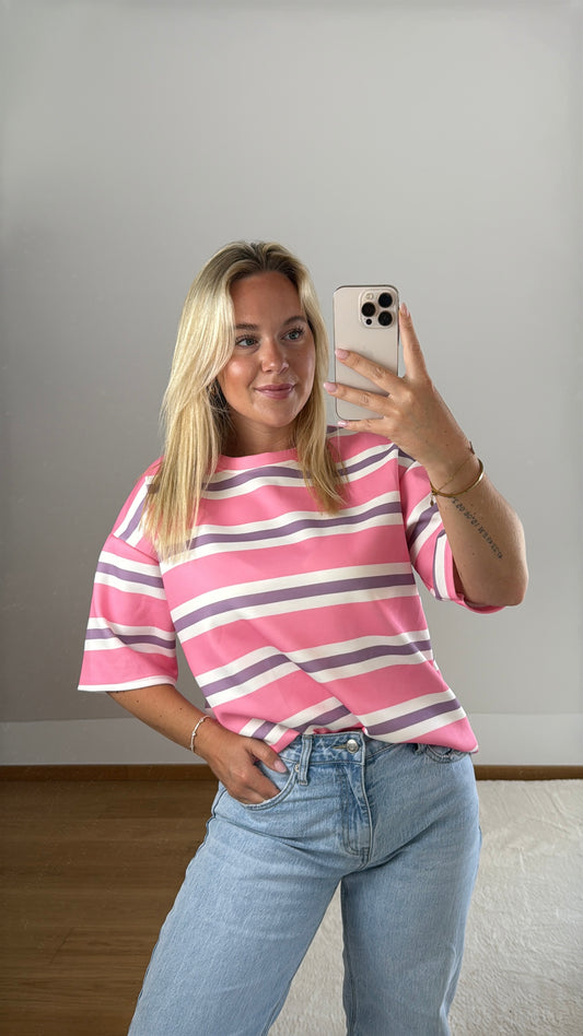 T-Shirt mit Streifen Lexi - rosa/flieder/weiß