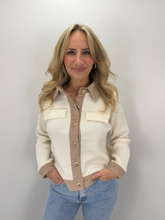 Strickcordjacke Maria - creme/beige