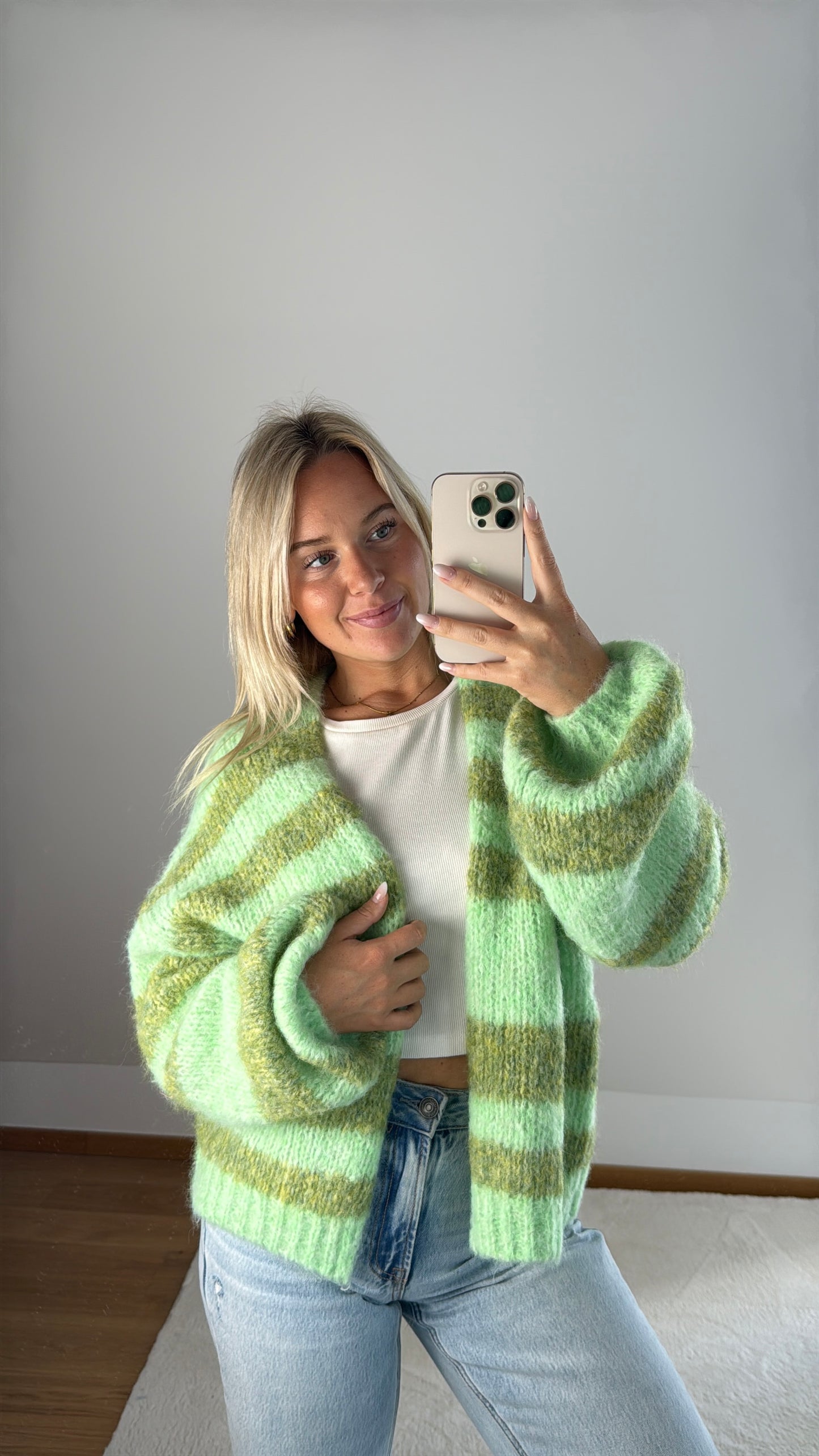 Gestreifter Cardigan May - grün
