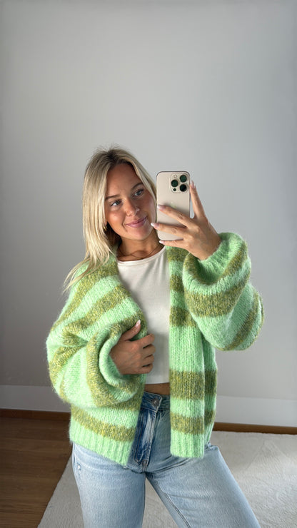Gestreifter Cardigan May - grün
