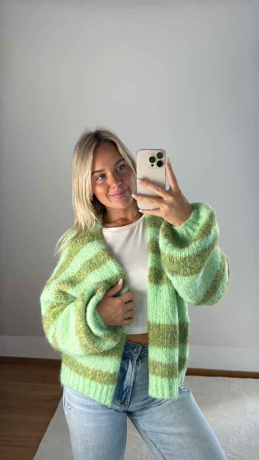 Gestreifter Cardigan May - grün