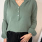 Musselinbluse mit Knopfleiste - khaki