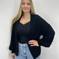 Basic Cardigan mit Ballonärmeln - schwarz