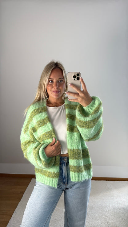 Gestreifter Cardigan May - grün