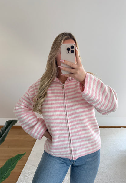 Strickjacke Nova - rosa/weiß