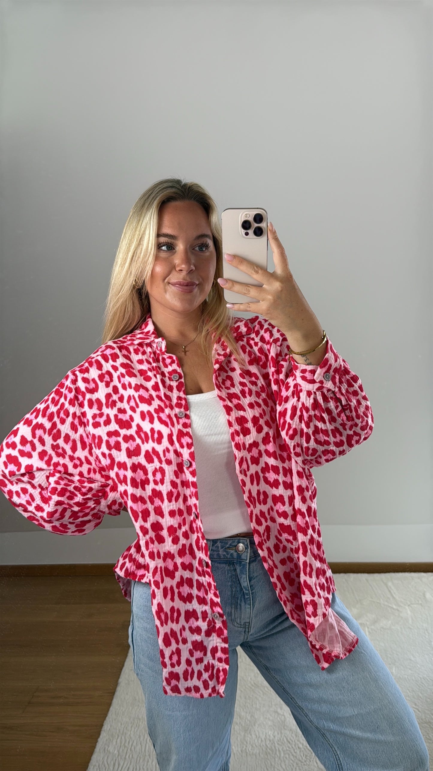 Musselinbluse Mila - rosa/rot