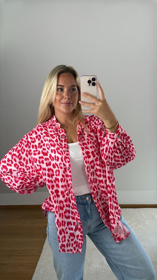 Musselinbluse Mila - rosa/rot