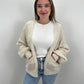 Basic Cardigan mit Ballonärmeln - beige
