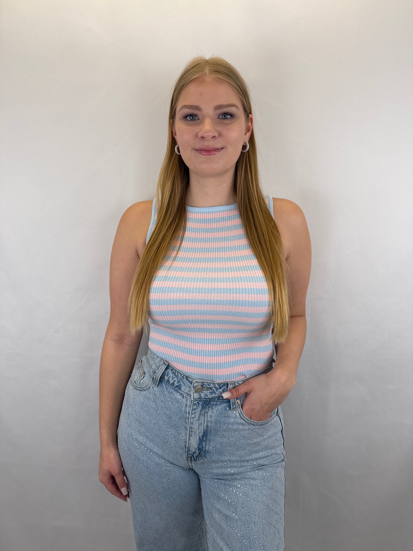 Top Leni - hellblau/rosa